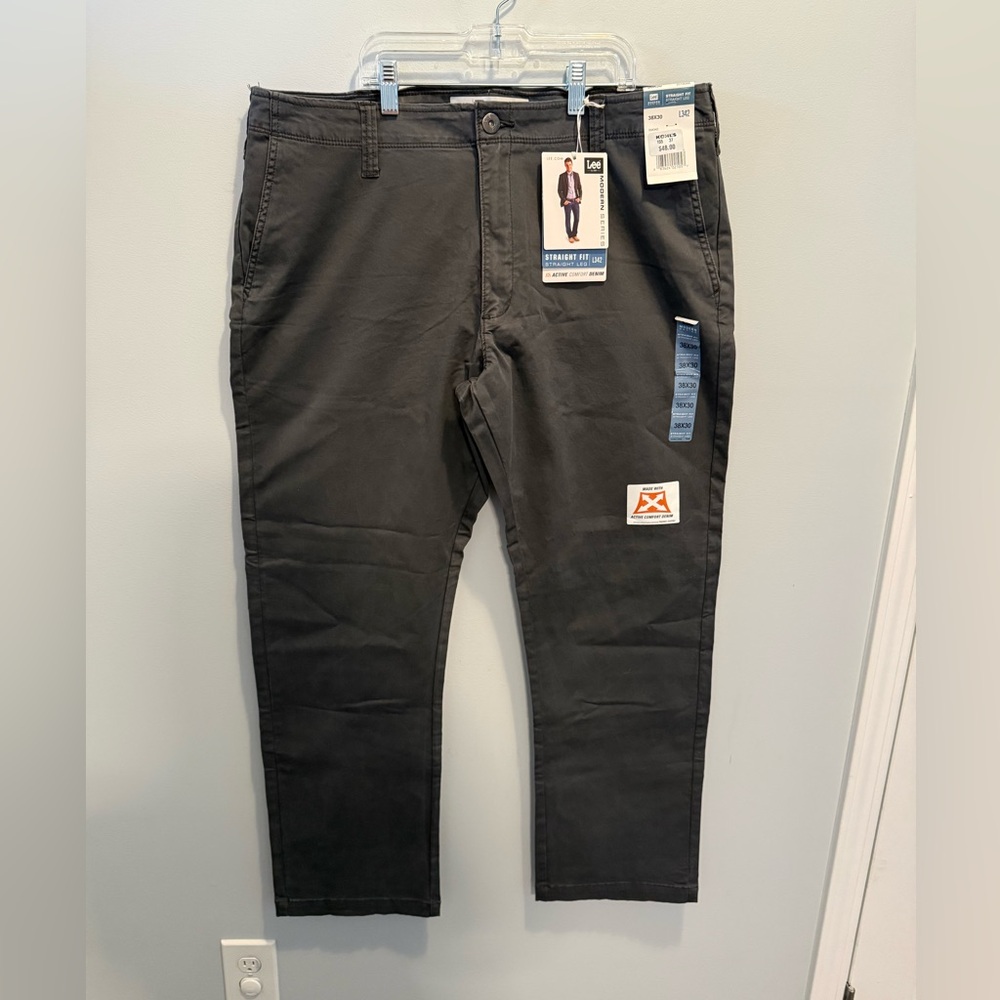 NWT Lee Gray Straight Fit Pants 38x30 Minimalist Business Casual